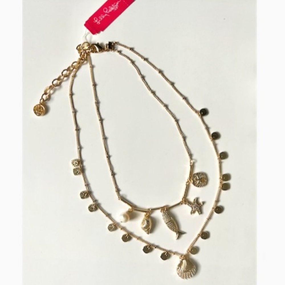 Lilly Pulitzer Gold Tone Layered Seashell Necklace